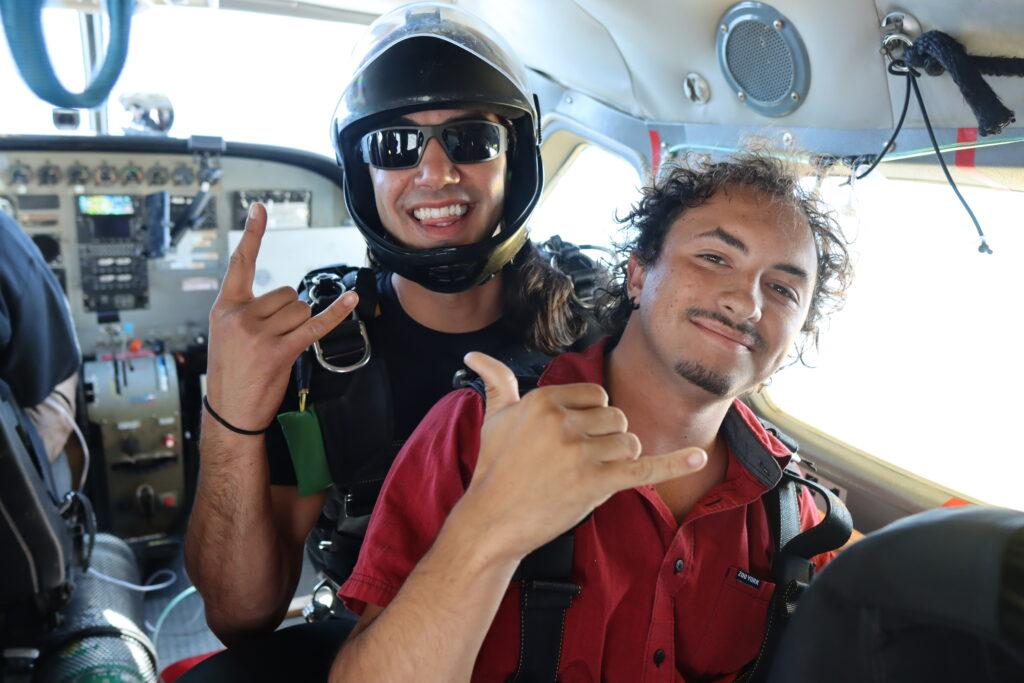 Skydivers riding in plane before jump - Skydive Santa Barbara